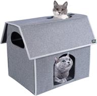 🏠 miu color outdoor cat house weatherproof: comfortable shelter for indoor and outdoor cats, easy assembly - 18x16x14 inch logo