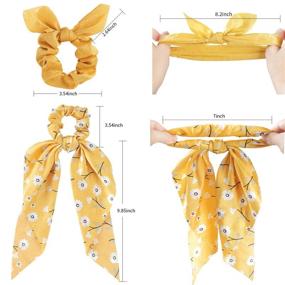 img 3 attached to 15-Piece Hair Scarf Scrunchie Set with Bow - Chiffon Floral Hair Bands, Satin Scarf Ponytail Holders for Women (Color A)