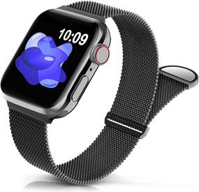 img 4 attached to Солнечная металлическая браслетка из нержавеющей стали Sunnywoo для Apple Watch Series, магнитная запасная браслетка для женщин и мужчин - совместима с 38 мм, 40 мм, 42 мм, 44 мм.