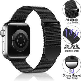 img 3 attached to Солнечная металлическая браслетка из нержавеющей стали Sunnywoo для Apple Watch Series, магнитная запасная браслетка для женщин и мужчин - совместима с 38 мм, 40 мм, 42 мм, 44 мм.