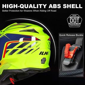 img 2 attached to ILM Adult ATV Motocross Off-Road Street Dirt Bike Full Face Motorcycle Helmet DOT Approved Dual Sports Suits Men Women(S Yellow Blue)