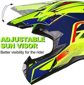 img 1 attached to ILM Adult ATV Motocross Off-Road Street Dirt Bike Full Face Motorcycle Helmet DOT Approved Dual Sports Suits Men Women(S Yellow Blue)