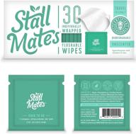 stall mates wipes: travel-sized flushable individually wrapped wipes. unscented with vitamin-e & aloe, 100% biodegradable and eco-friendly (30 singles) logo
