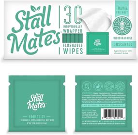 img 4 attached to Stall Mates Wipes: Travel-sized Flushable Individually Wrapped Wipes. Unscented with Vitamin-E & Aloe, 100% Biodegradable and Eco-Friendly (30 Singles)
