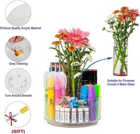 img 3 attached to MO HAPPY Acrylic Pen Holder Vase and Pencil Holder Combo, 360-Degree Rotating Pen Organizer, Holds 440+ Pens, Crayons, Markers, Paint Brushes, Enhance Office Decor Desktop Organizer...