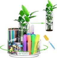 mo happy acrylic pen holder vase and pencil holder combo, 360-degree rotating pen organizer, holds 440+ pens, crayons, markers, paint brushes, enhance office decor desktop organizer... логотип