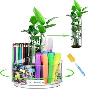 img 4 attached to MO HAPPY Acrylic Pen Holder Vase and Pencil Holder Combo, 360-Degree Rotating Pen Organizer, Holds 440+ Pens, Crayons, Markers, Paint Brushes, Enhance Office Decor Desktop Organizer...