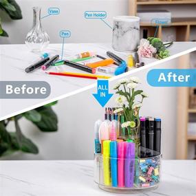 img 2 attached to MO HAPPY Acrylic Pen Holder Vase and Pencil Holder Combo, 360-Degree Rotating Pen Organizer, Holds 440+ Pens, Crayons, Markers, Paint Brushes, Enhance Office Decor Desktop Organizer...