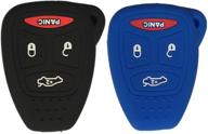 black and navy blue silicone rubber keyless entry remote key fob case skin cover protector fit for 2006 2007 mitsubishi raider logo