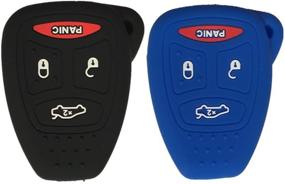 img 4 attached to Black And Navy Blue Silicone Rubber Keyless Entry Remote Key Fob Case Skin Cover Protector Fit For 2006 2007 MITSUBISHI Raider