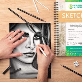 img 2 attached to 🎨 Premium Heavyweight Sketch Pad 2 Pack by Norberg & Linden - 9x12" Ideal Texture for Dry Media - Erasable & Anti-Smudge - Spiral Bound 200 Sheets, Cold-Pressed, 89g - Perfect for Artwork