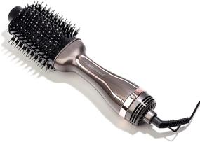 img 3 attached to 💨 Almost Famous Swept Away 2-in-1 Volumizing Hair Dryer Blowout Brush: Professional Beauty Tool for All Hair Types, Curling and Straightening, Soft Case Included - Charcoal