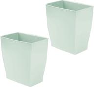 🗑️ mdesign plastic rectangular small 2 gallon trash can - wastebasket, garbage container bin for bathroom, bedroom, kitchen, home office, and kids room, holds waste and recycling - 2 pack - mint green logo