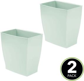 img 3 attached to 🗑️ mDesign Plastic Rectangular Small 2 Gallon Trash Can - Wastebasket, Garbage Container Bin for Bathroom, Bedroom, Kitchen, Home Office, and Kids Room, Holds Waste and Recycling - 2 Pack - Mint Green