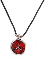 exquisite oriental charms: jeweled pomegranate alloy stone pendant necklace - long statement necklace logo