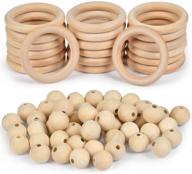 🔗 wowoss 70 pcs unfinished solid wooden rings and natural round wood spacer beads: perfect for diy jewelry, macrame craft making, plant hangers, and connectors logo