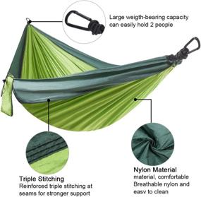 img 3 attached to Lightweight Portable Parachute Nylon Double & Single Camping Hammock Set for Indoor and Outdoor Activities