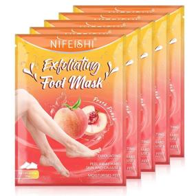 img 4 attached to 👣 Get Smooth and Soft Feet with Foot Peel Mask 5 Pack - Callus Peeling Dead Skin Remover, Exfoliating Socks for Dry Rough Heels - Effective Beauty Feet Treatment for Men and Women