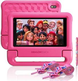 img 4 attached to 🐉 Dragon Touch KidzPad Y88X 7 Детский планшет с WiFi, Android 10, 7-дюймовым IPS HD дисплеем, 32 ГБ памяти (ROM), предустановленным KIDOZ, содержащим контент, утвержденным Disney, защитный чехол для детей, плечевой ремень, стилус - розовый.