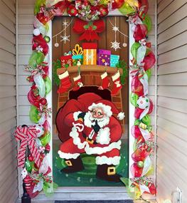 img 3 attached to Festive Joiedomi Christmas Santa with Gifts 🎅 Window Door Cover - 72X30 Inches Holiday House Decoration
