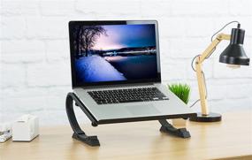 img 1 attached to 🖥️ VIVO STAND-V001N Curved Laptop, Notebook, and Monitor Riser Stand - Fully Adjustable, Black