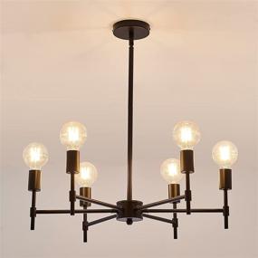 img 2 attached to 💡 ASGYISA 6-Light Black Sputnik Chandelier: Modern Semi Flush Mount Ceiling Light for Industrial Farmhouse Decor in Bedroom, Kitchen, Dining Room, Living Room, Laundry Room – E26 Base