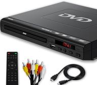 📀 compact dvd player for tv: all region, usb input, pal/ntsc auto-switch, hd 1080p - with hdmi/av cables & remote control logo