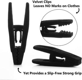 img 2 attached to 🧷 Premium Black Velvet Hangers: Ultra Slim Space Saving Closet Accessories with Notches, Tie Bar, Swivel Hook - 30 Pack + Bonus 20 Velvet Finger Clips!