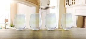 img 1 attached to Circleware Radiance Stemless Wine Glasses - Elegant Glassware Cups for Entertaining and Farmhouse Decor - Set of 4, White Pearl Finish