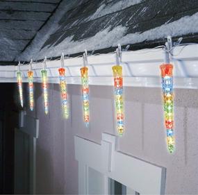 img 1 attached to NOMA LED Quick-Clip Cascading Shooting Star Icicle Christmas Lights 🎄 - Built-in Clip-On, 10 Multi-Color Bulbs, 12.6 Ft. White Wire Strand