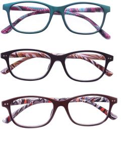 img 4 attached to 👓 Stylish Computer Reading Glasses: 3 Pairs for Anti-Fatigue Eye Protection - Men and Women (2.0 Strength)