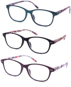 img 3 attached to 👓 Stylish Computer Reading Glasses: 3 Pairs for Anti-Fatigue Eye Protection - Men and Women (2.0 Strength)