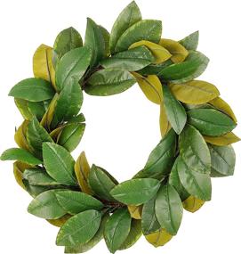 img 4 attached to 🌿 Ka Home Magnolia Wreath: Farmhouse Greenery Decor for Front Door or Wall – Large 20-inch Faux Holiday Wreath