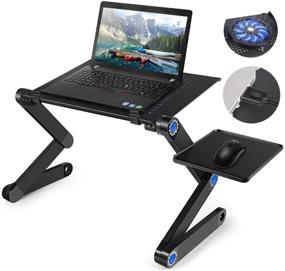 img 4 attached to 🖥️ MOSAJIE Adjustable Laptop Stand, Laptop Table for Bed/Recliner/Sofa- Birthday Gifts for Women Men Mom Dad Student Friend- Couch Lap Top Desk, Large Cooling Fan & Mouse Pad - Black BKDNZ3