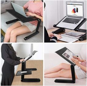 img 3 attached to 🖥️ MOSAJIE Adjustable Laptop Stand, Laptop Table for Bed/Recliner/Sofa- Birthday Gifts for Women Men Mom Dad Student Friend- Couch Lap Top Desk, Large Cooling Fan & Mouse Pad - Black BKDNZ3