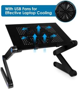 img 2 attached to 🖥️ MOSAJIE Adjustable Laptop Stand, Laptop Table for Bed/Recliner/Sofa- Birthday Gifts for Women Men Mom Dad Student Friend- Couch Lap Top Desk, Large Cooling Fan & Mouse Pad - Black BKDNZ3