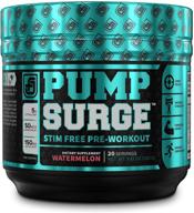 🍉 pumpsurge caffeine free pump & nootropic pre workout supplement - boost nitric oxide levels with watermelon flavor! logo