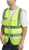 👷 vicrr high visibility safety vest with reflective strips, 9 pockets zipper front, ideal for construction work logo