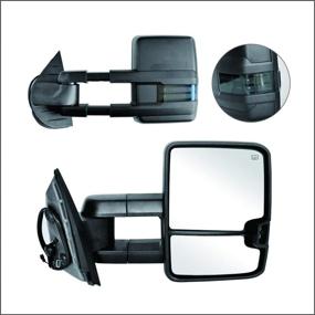 img 4 attached to 🚚 Enhance Your Truck's Visibility with Perfit Zone Power Heated Smoke Lens Signal Tow Towing Telescoping Extendable Foldable Side View Dual Glass Mirrors - Fits 2007-2014 Silverado Suburban Sierra Yukon 1500 2500 3500 Pickup Truck