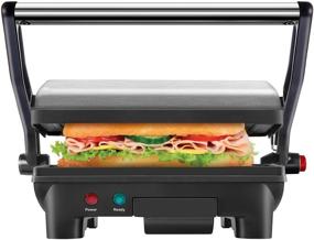 img 4 attached to 🥪 Non-Stick Sandwich Maker: 180-Degree Opening for Versatile Food Sizes, Easy Cleanup with Removable Drip Tray, 2-Slice Capacity, Stainless Steel/Black