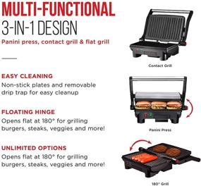 img 1 attached to 🥪 Non-Stick Sandwich Maker: 180-Degree Opening for Versatile Food Sizes, Easy Cleanup with Removable Drip Tray, 2-Slice Capacity, Stainless Steel/Black