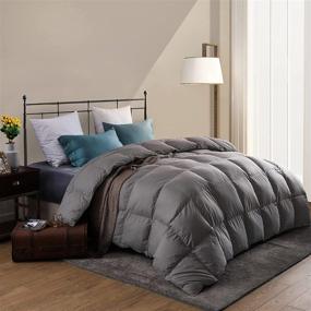 img 4 attached to 🛏️ Ultra-Soft Gray Microfiber Comforter - Queen Size, All-Season Quilt Duvet Insert with Polyester Fill - Machine Washable, 90x90Inches