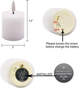 img 3 attached to Eldnacele Flameless Flickering Votive Candles with Timer - Realistic Black Wick LED Pillar Candles D2” x H3” - Battery Operated Candles - Real Wax Set of 6 White (Battery Included)