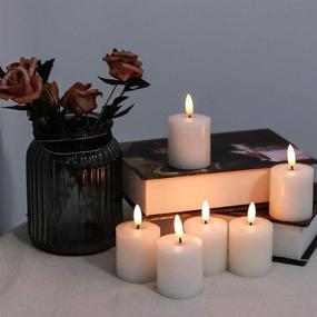 img 2 attached to Eldnacele Flameless Flickering Votive Candles with Timer - Realistic Black Wick LED Pillar Candles D2” x H3” - Battery Operated Candles - Real Wax Set of 6 White (Battery Included)