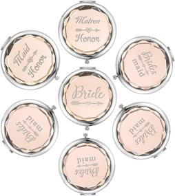 img 4 attached to SFHMTL Set of 7 Compact Pocket Makeup Mirrors - Bride, Maid of Honor, Matron of Honor, and 4 Bridesmaid Mirrors - Ideal Wedding Bridesmaid Proposal Gifts (Champagne)