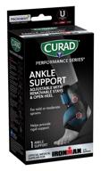 👣 curad performance series ironman ankle support – removable stays, adjustable brace for right or left ankle, mild to moderate sprains logo