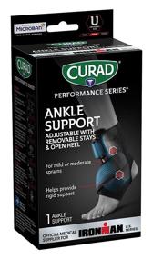 img 4 attached to 👣 CURAD Performance Series Ironman Ankle Support – Removable Stays, Adjustable Brace for Right or Left Ankle, Mild to Moderate Sprains