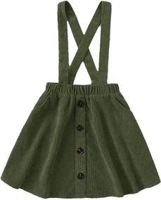 img 4 attached to Cute and Stylish Romwe Girl's Corduroy Button Front Overall Jumper Dress - Perfect for All-Day Comfort and Versatile Styling