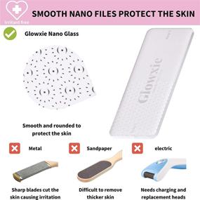 img 2 attached to 👣 Glowxie Glass Foot File - Callus Remover, Exfoliating Tool for Dry Cracked Heels, Laser Etched Pedicure Tool, Foot Scraper, Shaver, Rasp, Buffer Foot Care