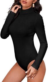 img 1 attached to Black Sleeve Bodysuit Women Turtle